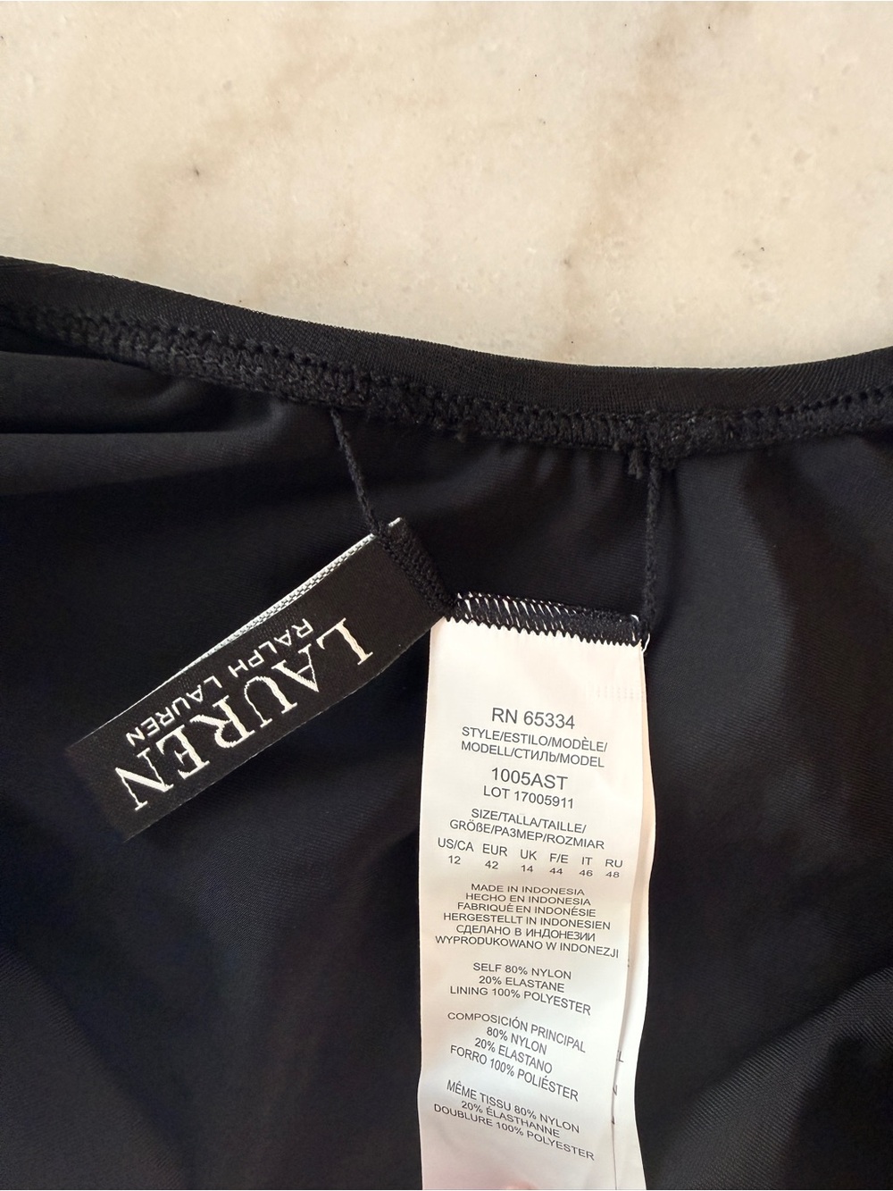 Ralph Lauren Black V-Neck One-Piece Swimsuit - Picture 4 of 4